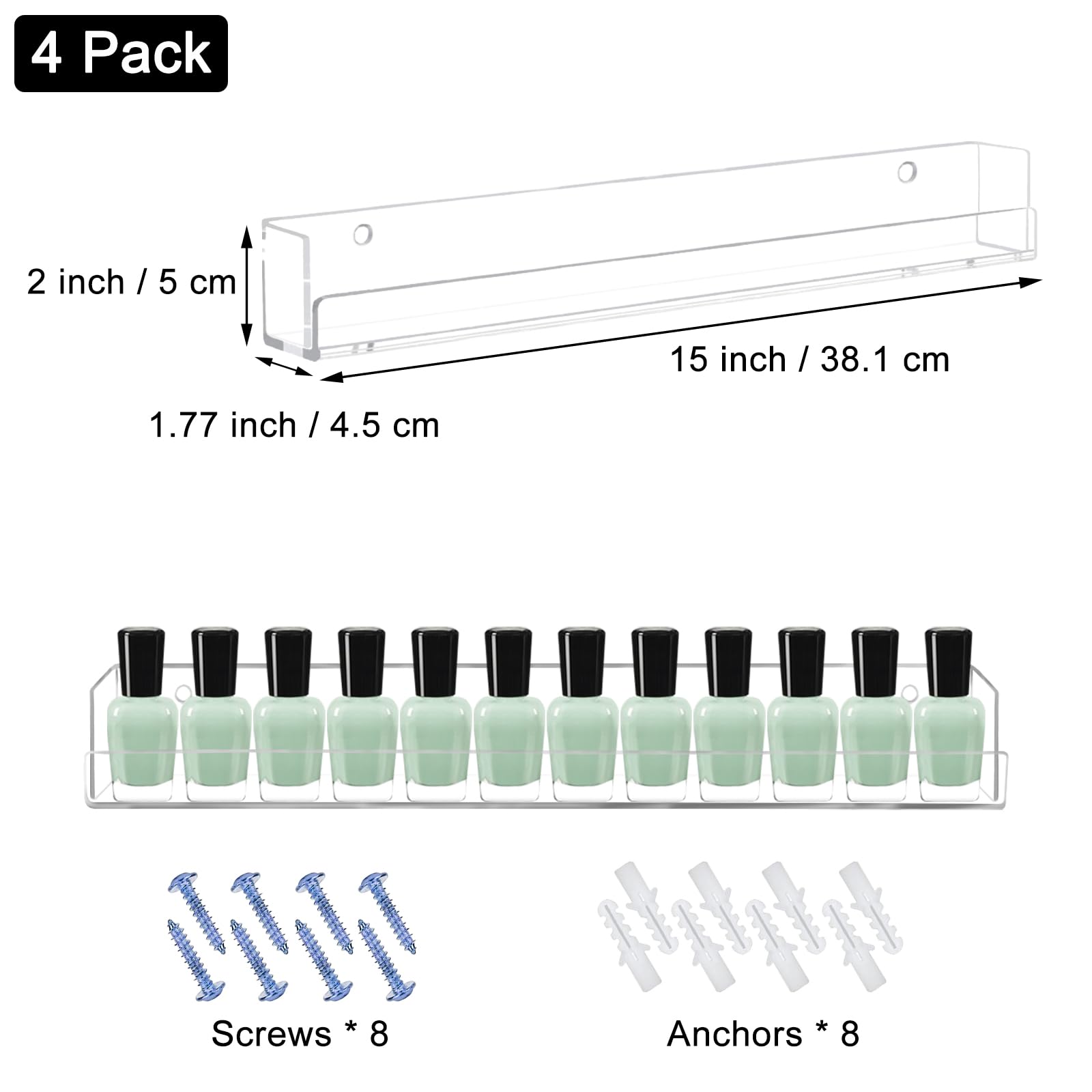 Cerpourt side profile of wall-mounted shelf demonstrating slim profile and space saving