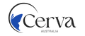 Cerva Australia logo with a blue leaf on a white background