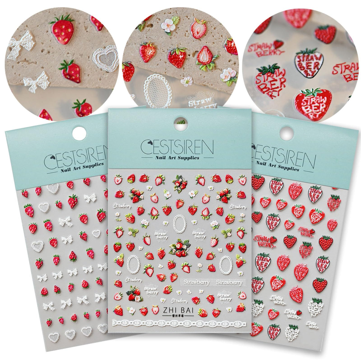 cestsiren packaging front view showing three sticker sheets and branding for quick selection