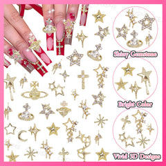 CESUSME gold charms applied on nails showcasing 3D metallic accent appeal