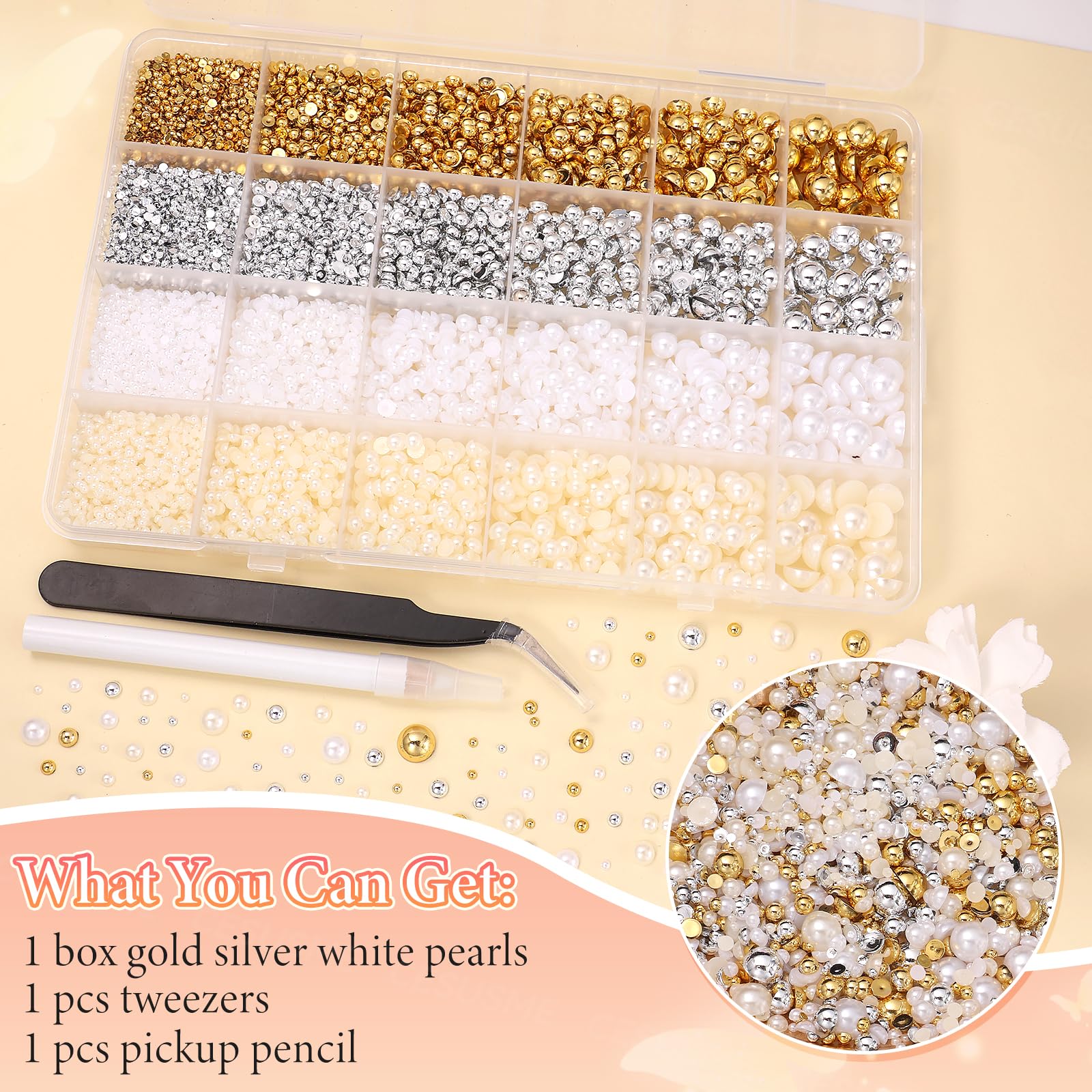 CESUSME close-up showing 2mm to 8mm pearl sizes to plan scale and accents