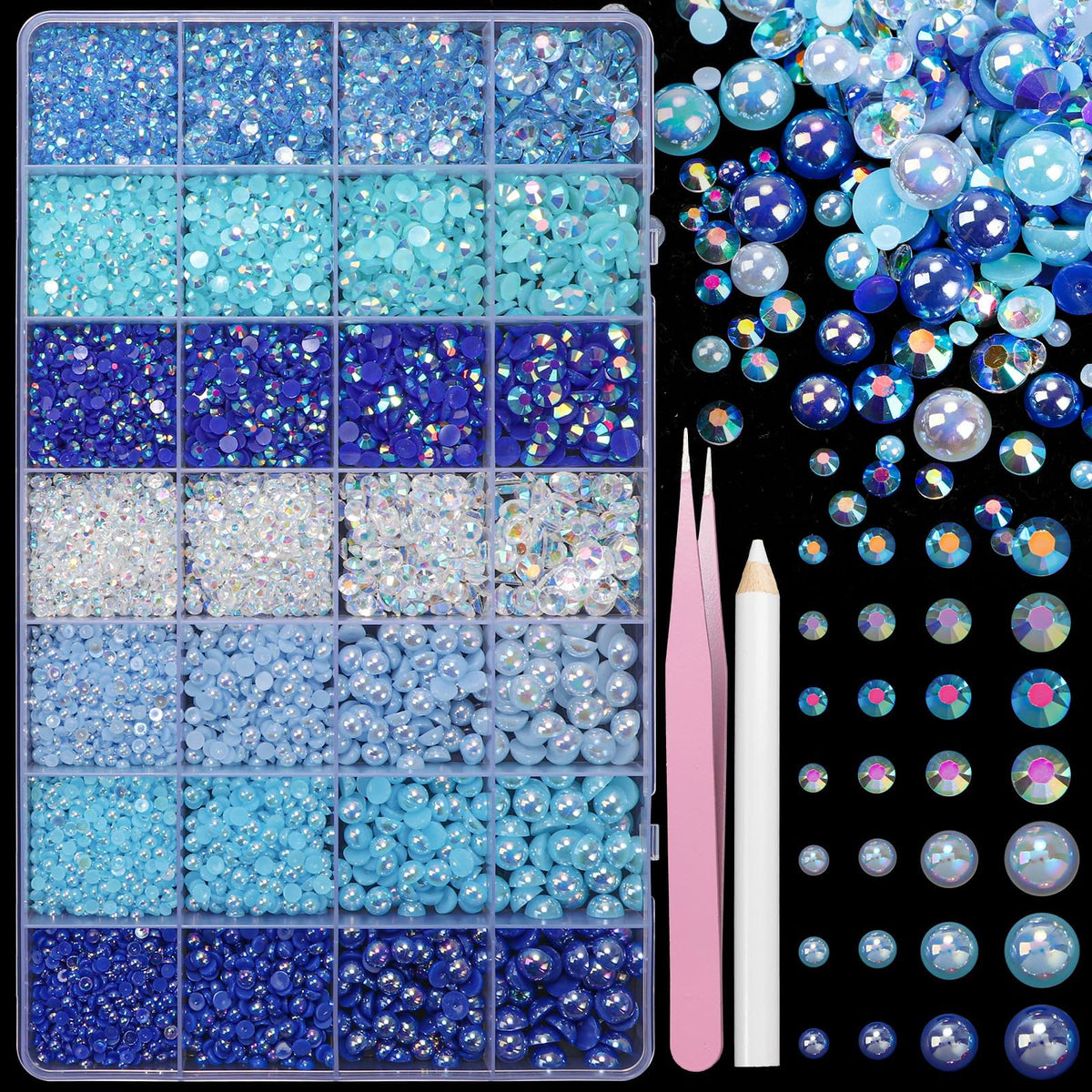 CESUSME front packaging of blue gems showing kit contents and quantity, great for crafting
