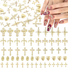 CESUSME front packaging showing 110 gold cross nail charms for value