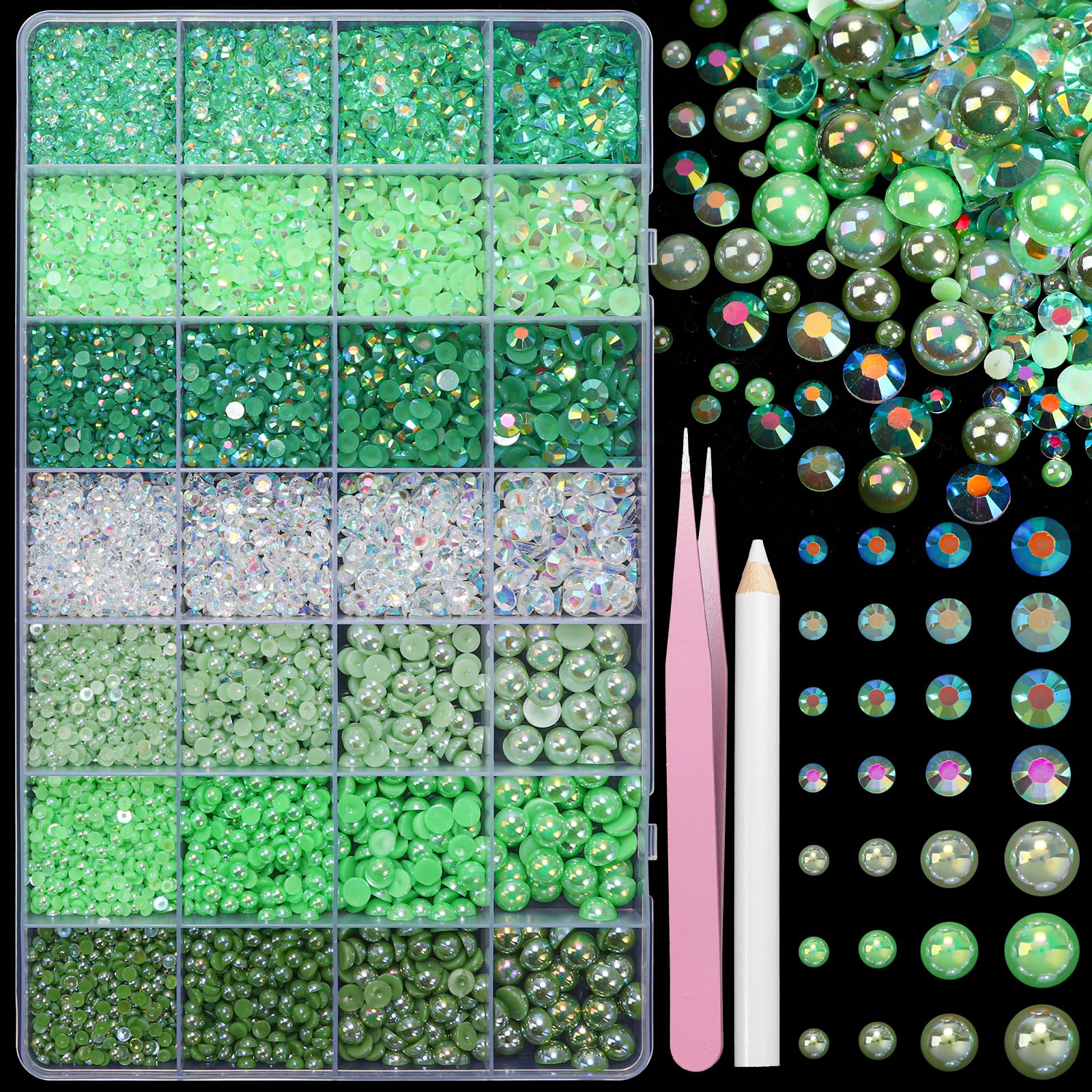 CESUSME front packaging showing green rhinestones kit and quantity benefits