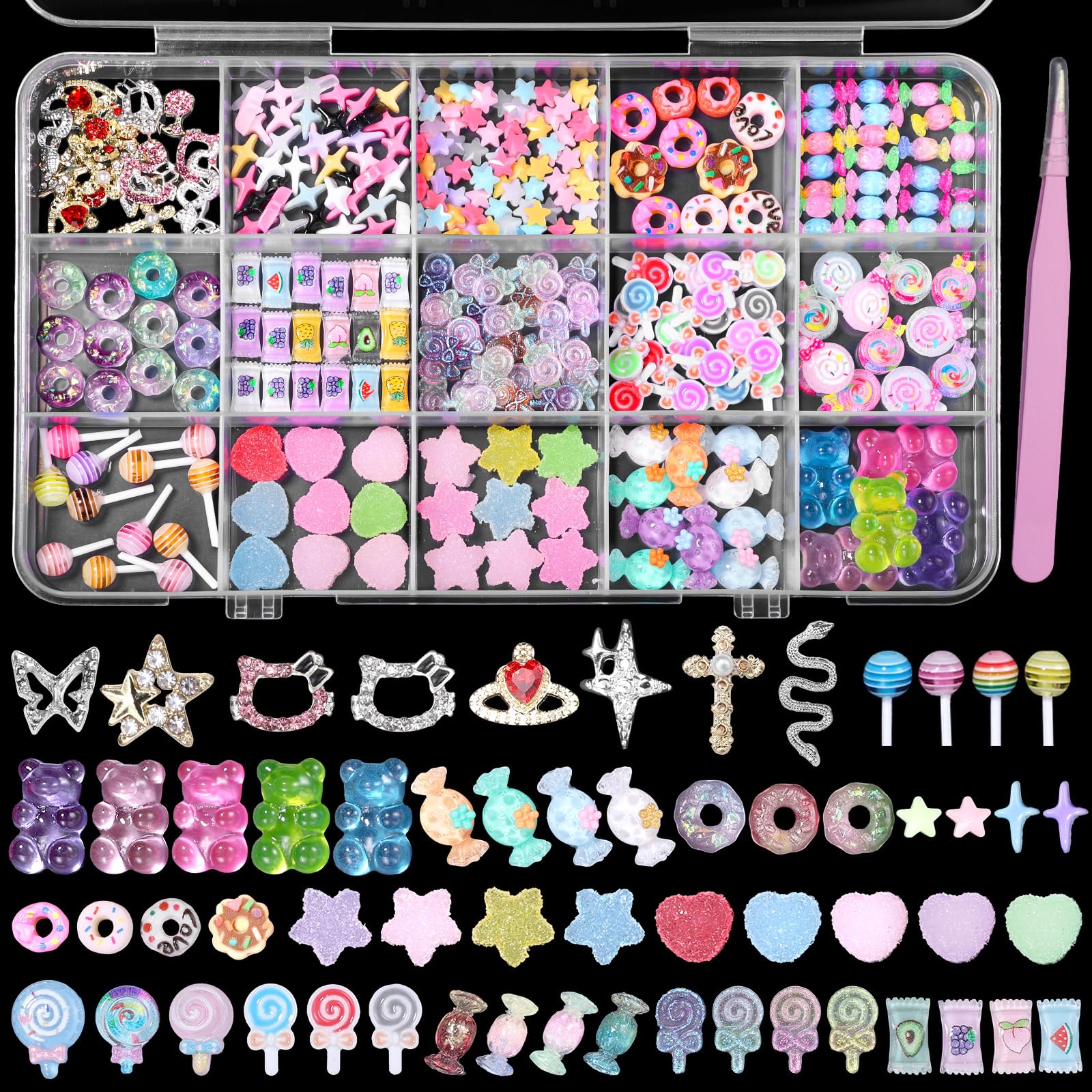 CESUSME front packaging view showing 15 mixed nail charms for easy gifting