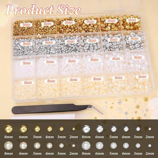 CESUSME overhead view of 24 grid compartments with mixed-color pearl beads for easy selection