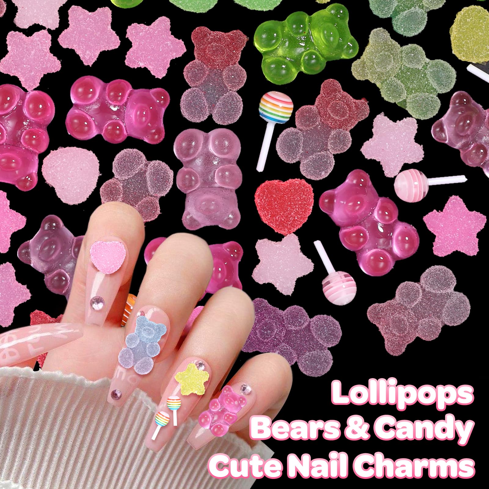CESUSME nail charms in use on manicure showing playful 3D accents