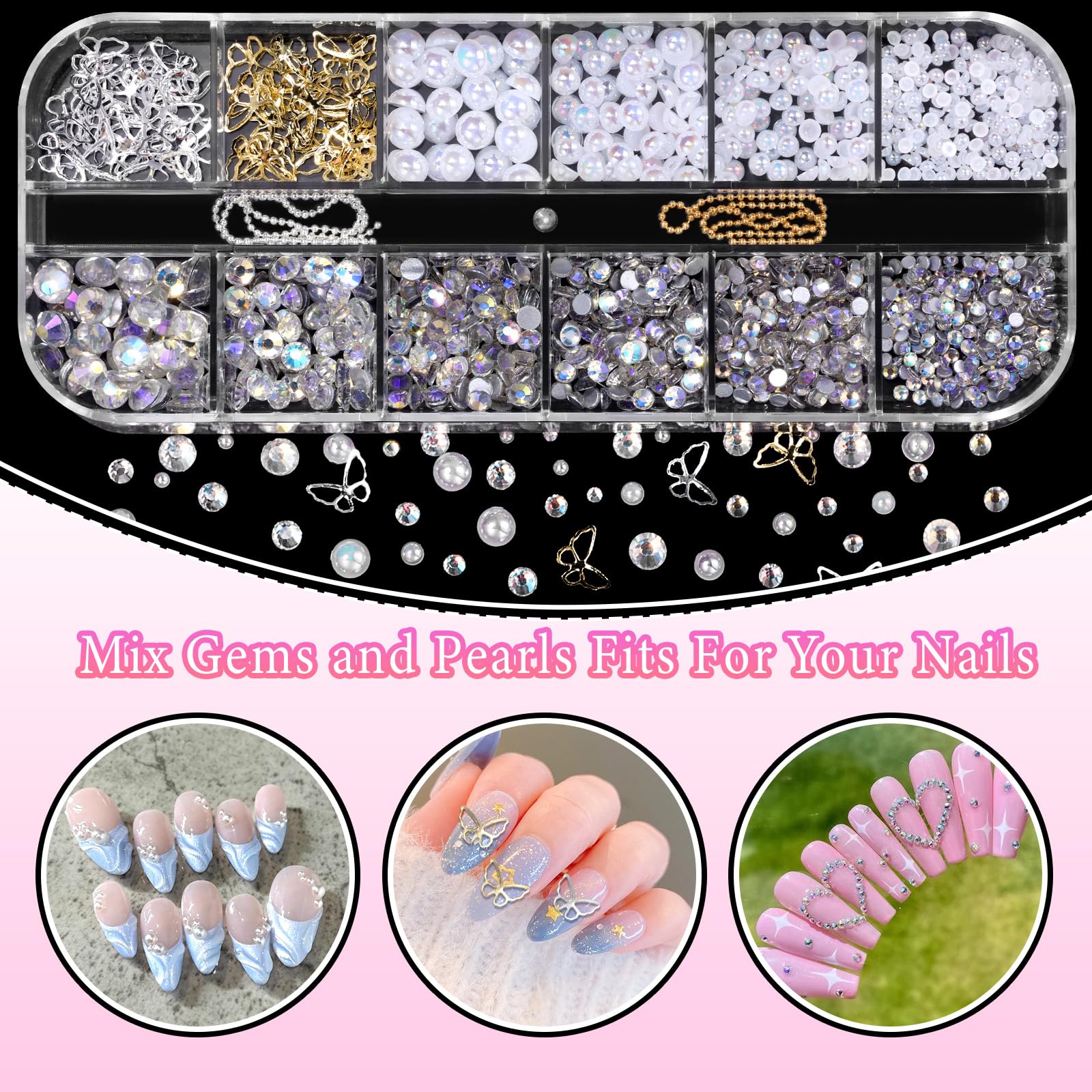 CESUSME charms applied on nail showing finished 3D manicure benefit