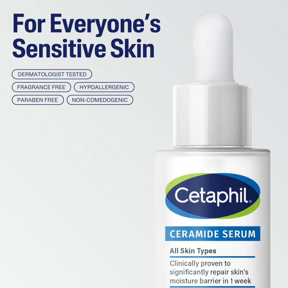 Cetaphil application on face showing gentle patting and calming hydration benefits