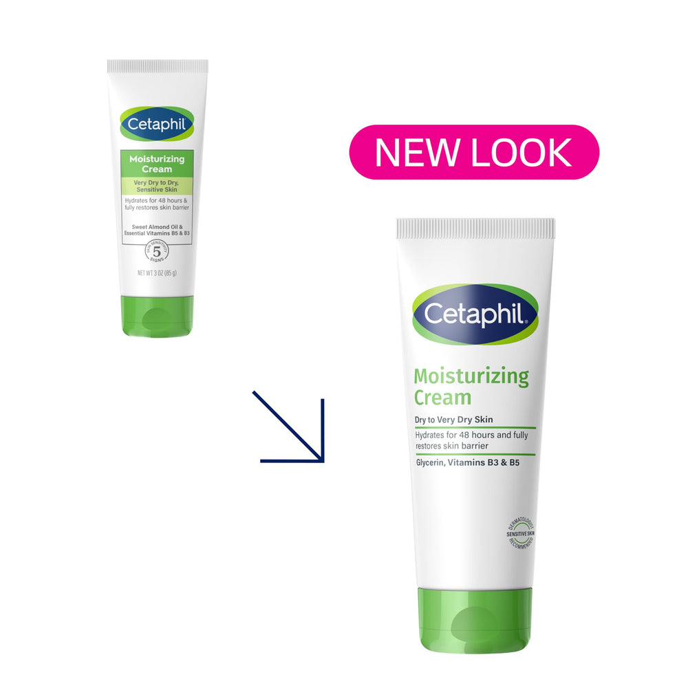 Close-up of Cetaphil cream texture displaying rich, non-greasy formula for instant comfort