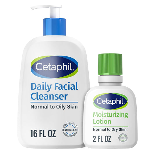 Cetaphil front packaging of daily cleanser showing size and label, gentle cleansing benefit