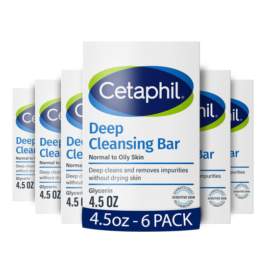 Cetaphil deep cleansing bar front packaging showing gentle benefits