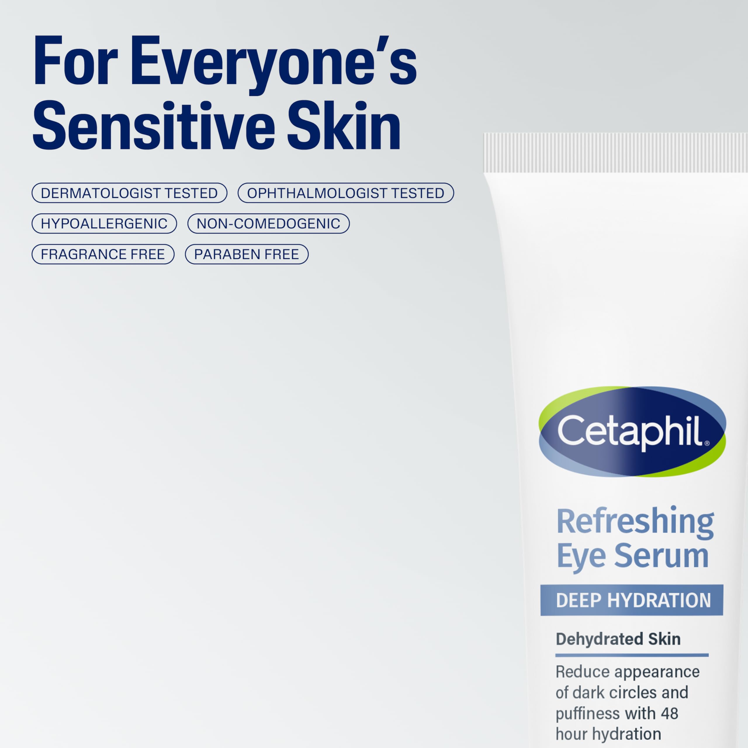 Cetaphil serum next to coin showing 0.5 fl oz size and travel benefit