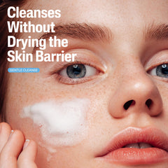 Cetaphil foam lather demo on hand illustrating effective gentle cleansing