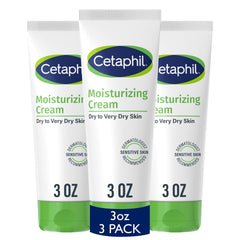 Cetaphil front packaging 3oz pack of 3 showing travel-friendly tubes and gentle hydration benefits