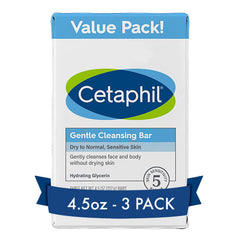 Cetaphil front packaging showing gentle cleansing bar for reassurance