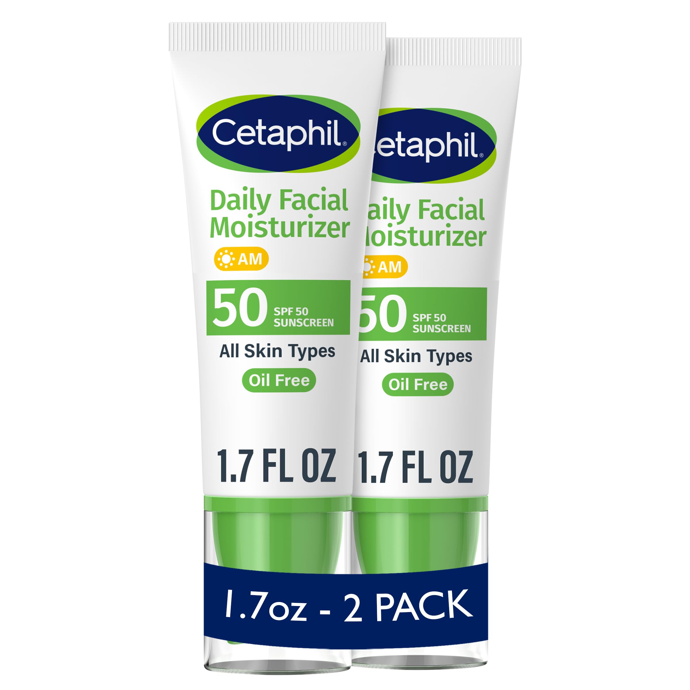 Cetaphil front packaging showing SPF 50 protection and benefits