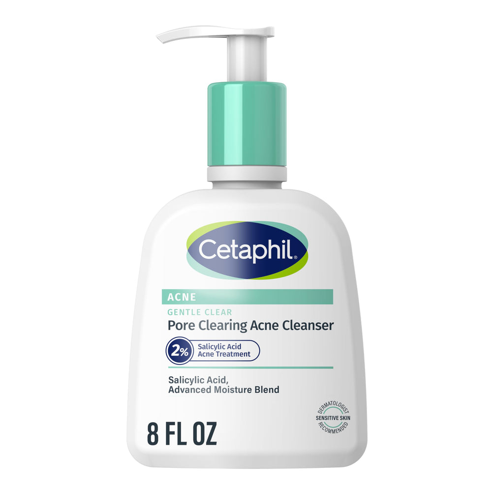 Cetaphil front pump bottle showing brand and easy dispensing benefit