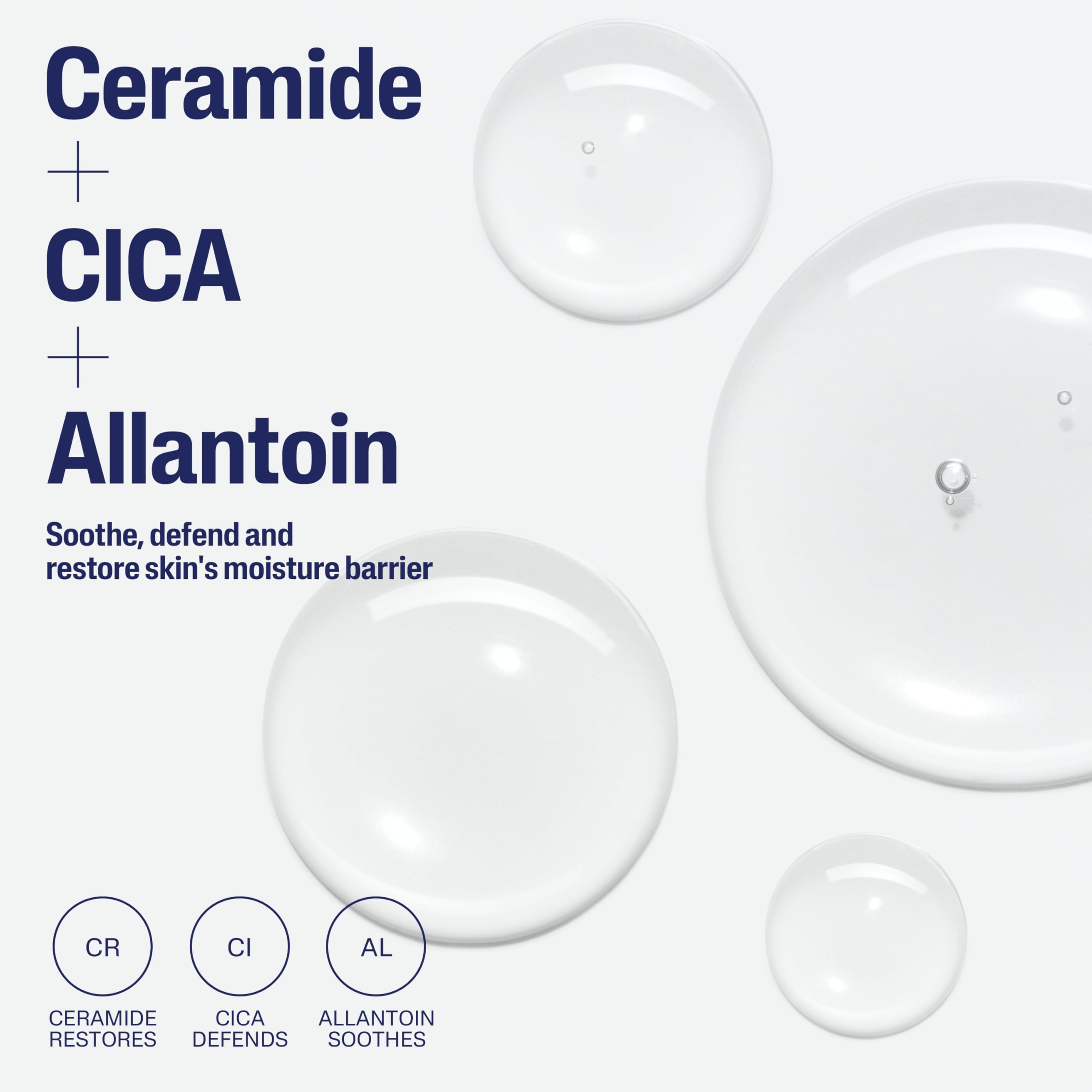 Cetaphil ingredients label showing ceramides and CICA for barrier support