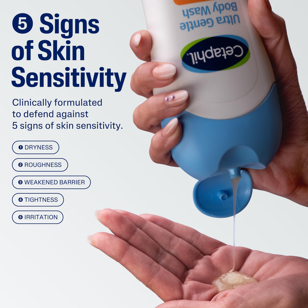 Clear view of Cetaphil label listing key ingredients and benefits