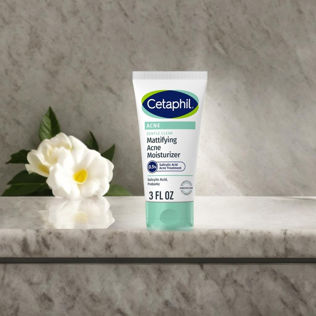Cetaphil matte finish on cheek showing reduced shine and softer texture