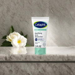Cetaphil matte finish on cheek showing reduced shine and softer texture