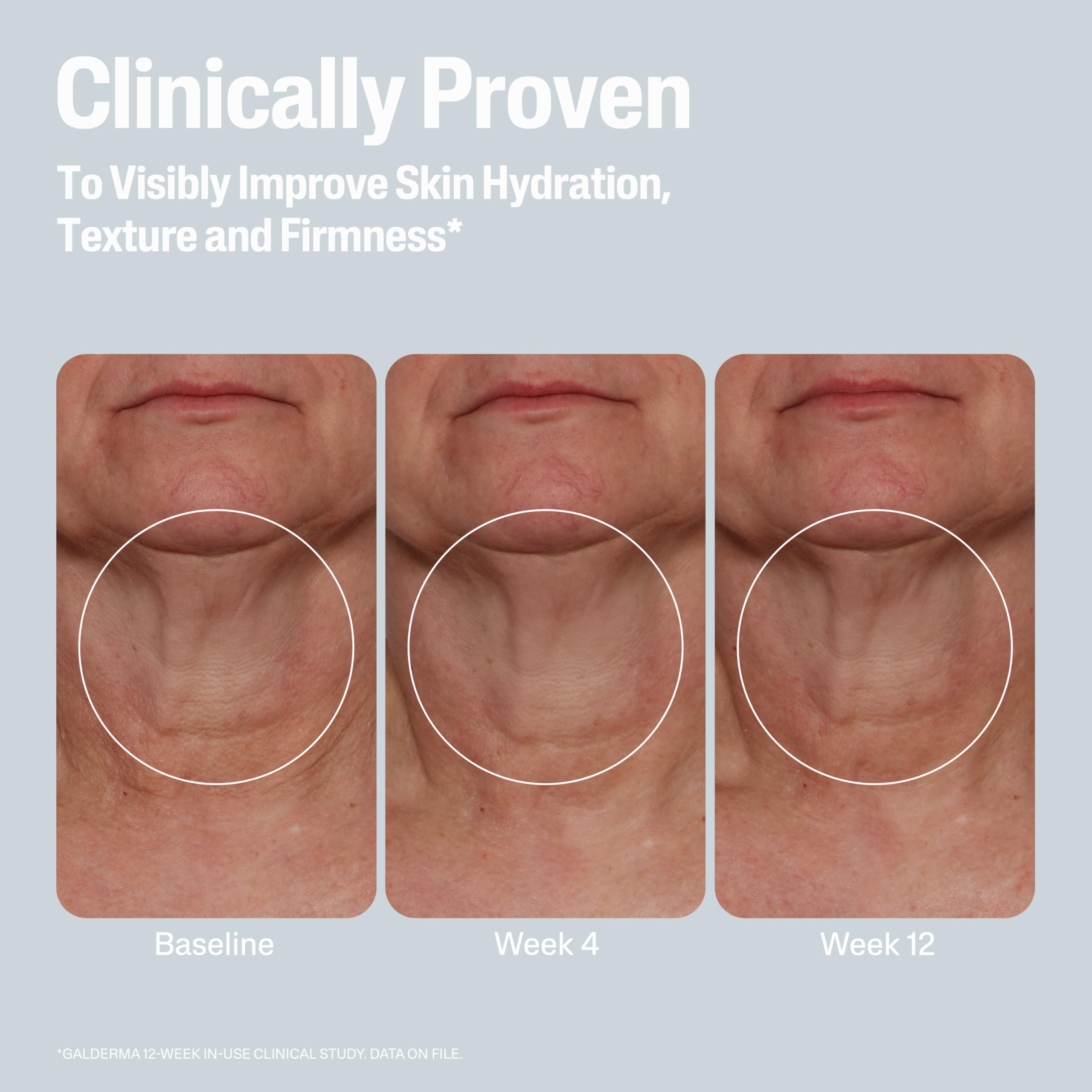 Woman applying Cetaphil to neck showing firmer-looking skin benefit