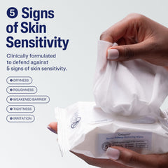 Cetaphil open pouch revealing a single pre-moistened wipe for quick cleansing