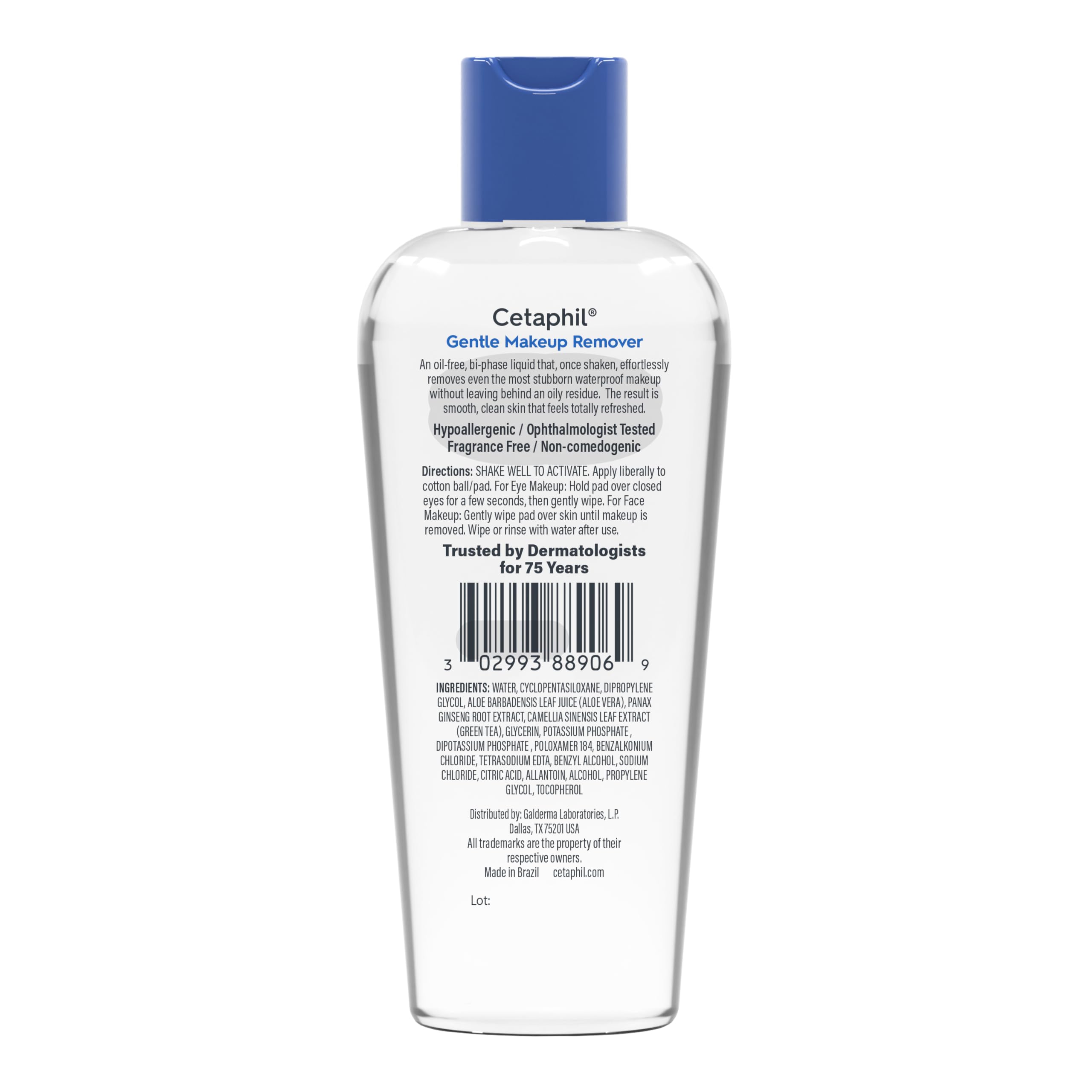 Cetaphil back label close-up showing directions and safety information benefit