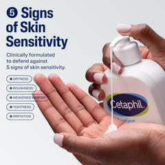 Cetaphil dispensing rich foam from pump for gentle cleansing