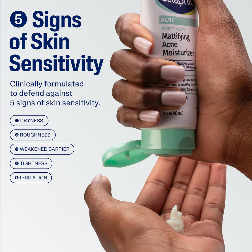 Cetaphil texture on fingertip illustrating fast-absorbing, lightweight hydration