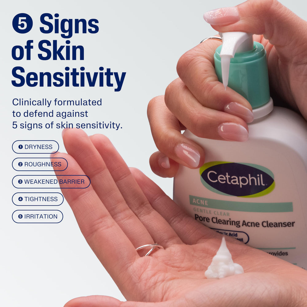 Cetaphil pump dispensing foamy cleanser for quick, gentle cleansing