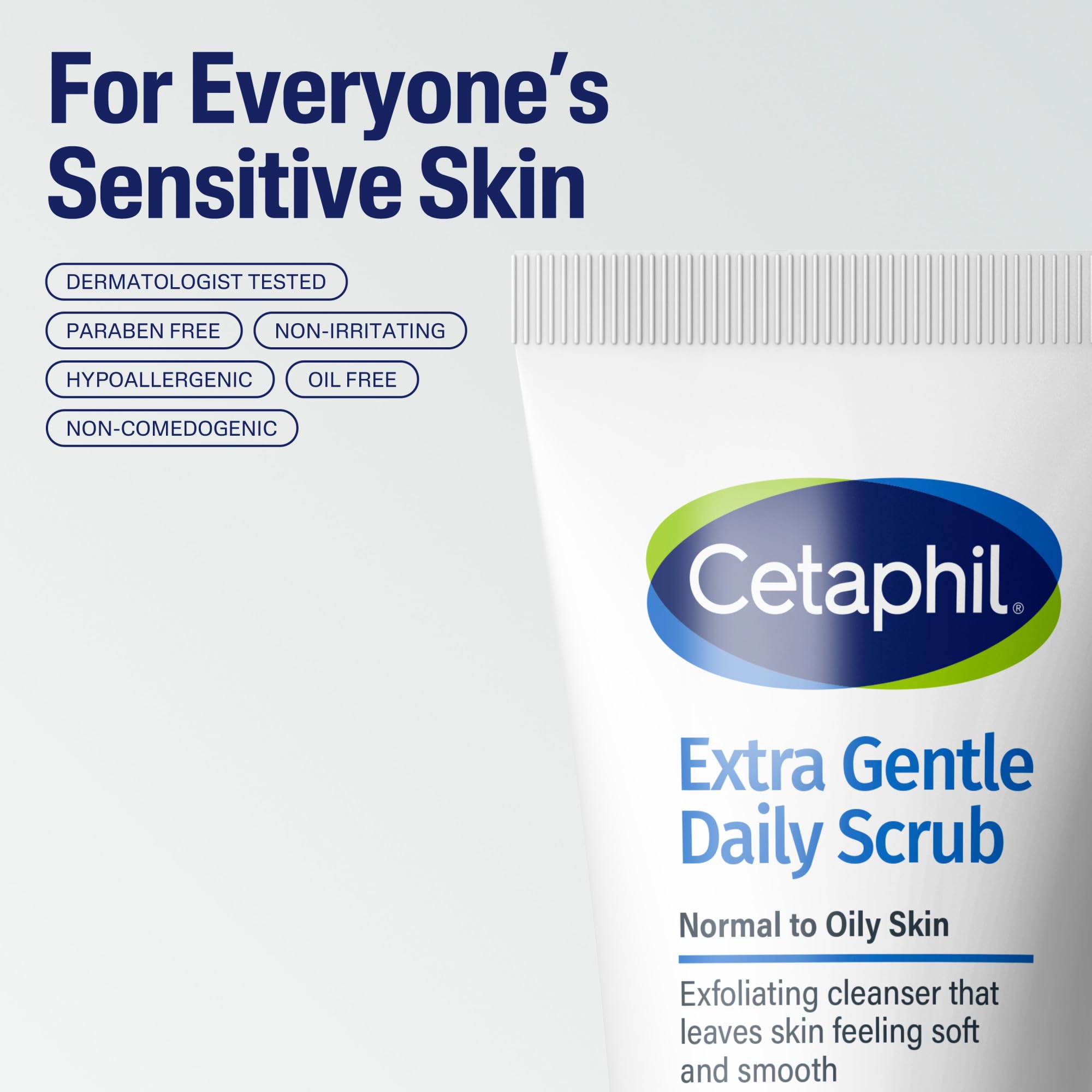Cetaphil recyclable packaging displayed to highlight environmental and storage details