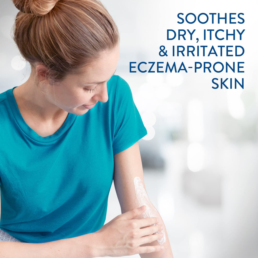 Cetaphil RESTORADERM cap and dispenser detail illustrating easy, mess-free use
