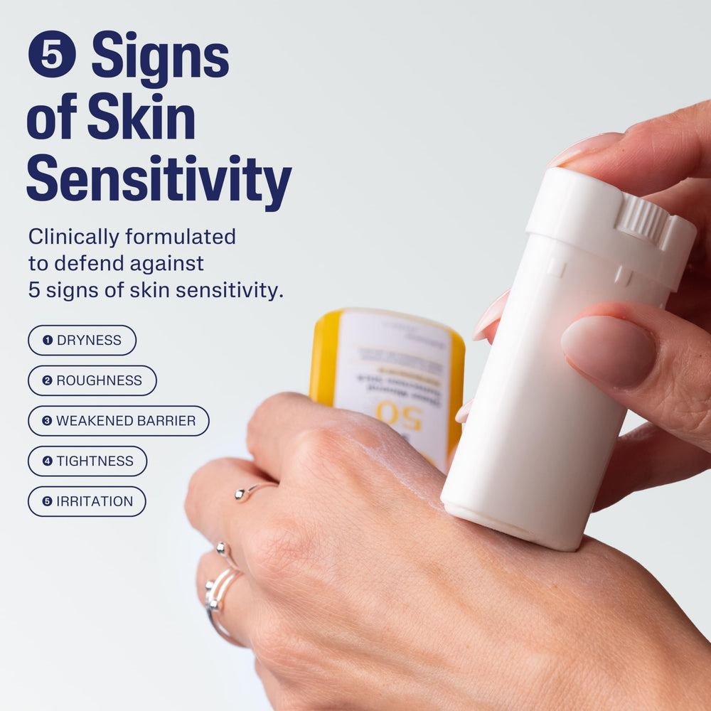 Cetaphil stick open with twist-up mechanism visible, easy mess-free application benefit