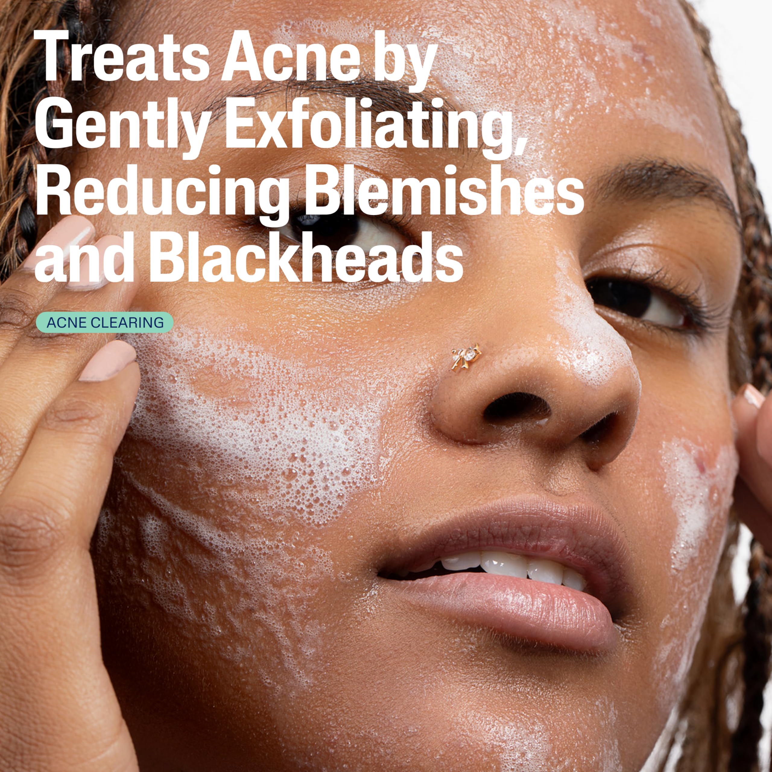 Cetaphil gel texture close-up highlighting creamy foam and gentle exfoliation