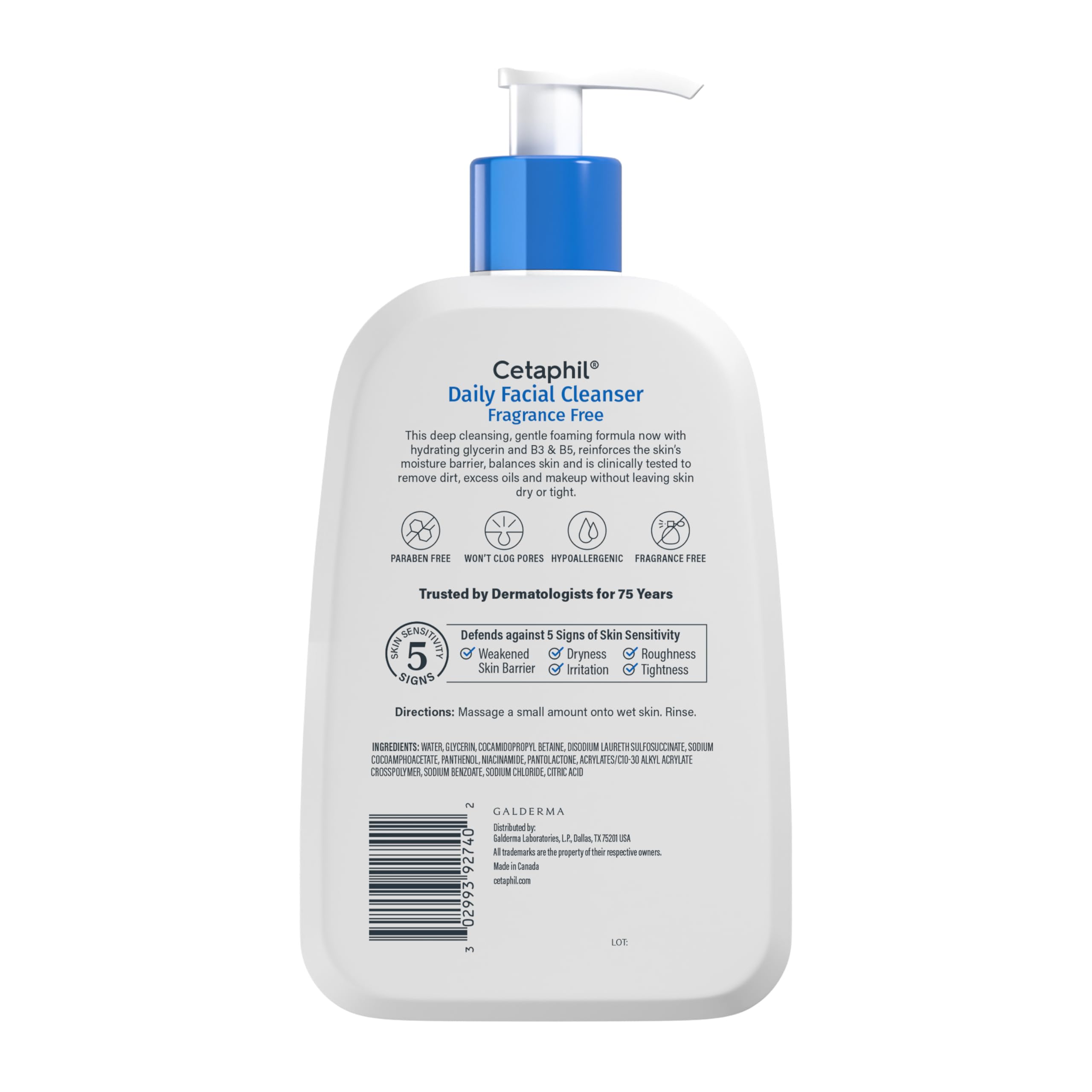 Cetaphil bottle packed in a travel pouch for on-the-go sensitive skin care benefit