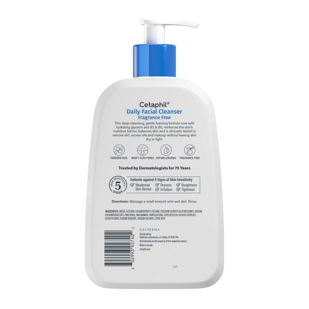 Cetaphil bottle packed in a travel pouch for on-the-go sensitive skin care benefit