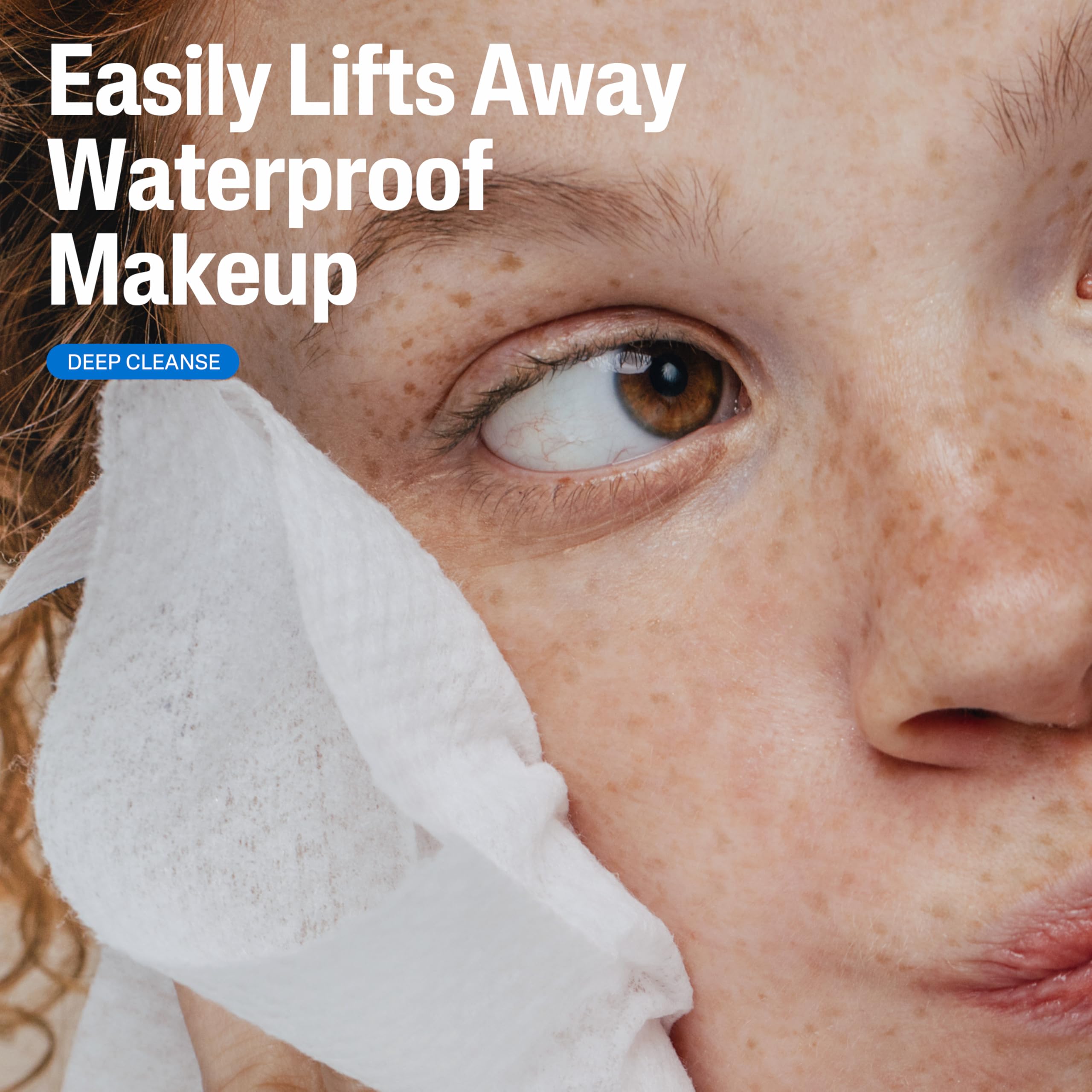 Cetaphil wipe texture close-up showing soft cloth that reduces skin tugging