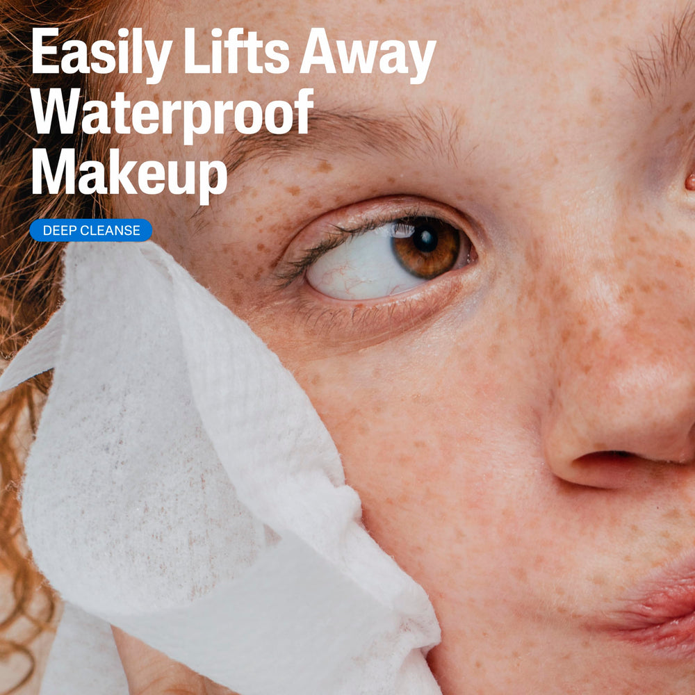 Cetaphil wipe texture close-up showing soft cloth that reduces skin tugging