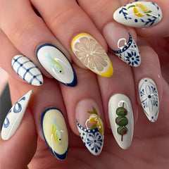 CEWEWP front packaging showing 24-piece almond French tip set and included tools for quick manicures