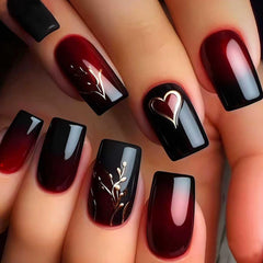 CEWEWP front view of 24-piece wine red gradient nails showing set and packaging benefits