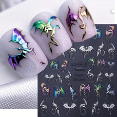 CEWEWP two-sheet layout with bat and dragon motifs offering mix-and-match manicure options