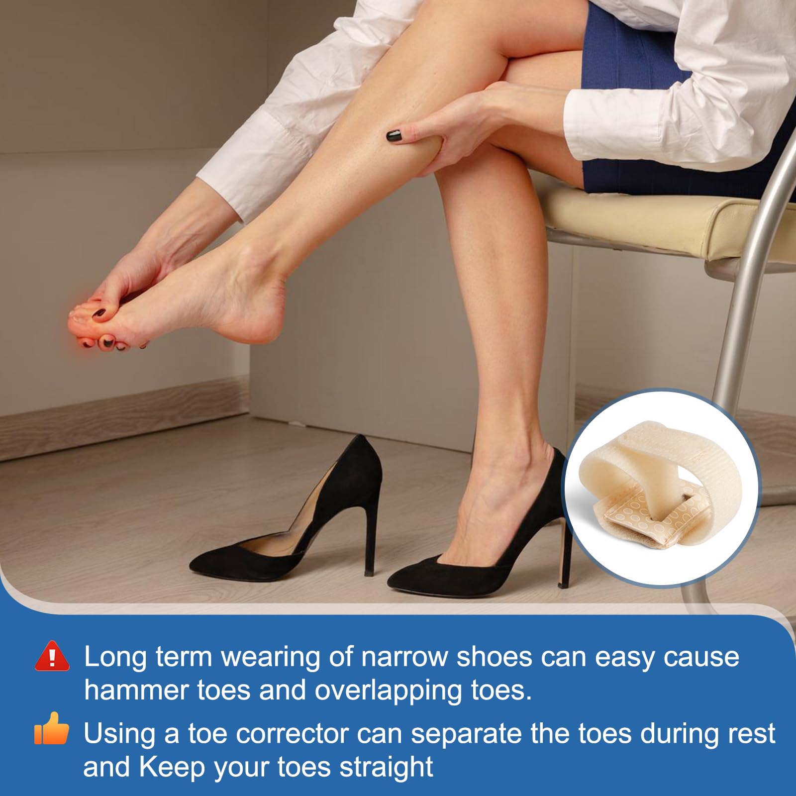 CEYOME close-up of aluminum plate inside right toe splint showing firm joint support