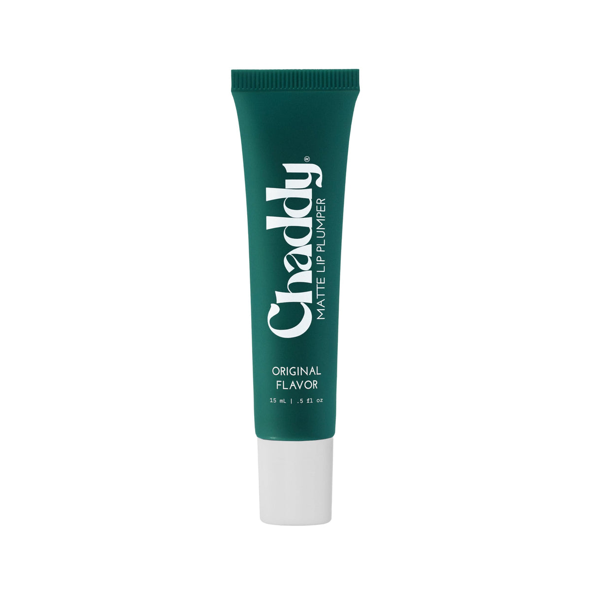 Chaddy front packaging showing matte lip plumper and clear tube benefit: identifiable product