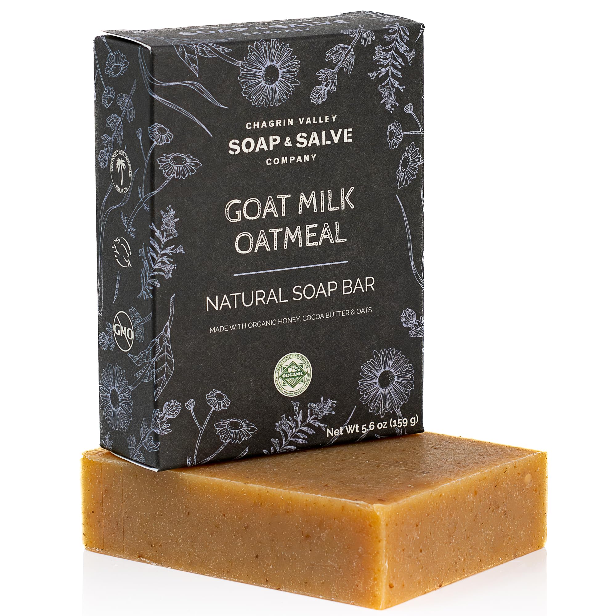 Chagrin Valley front packaging showing oat honey goat milk benefits