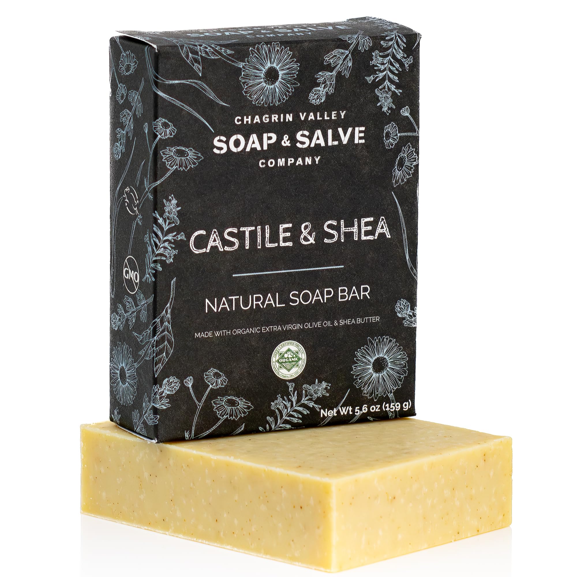 Chagrin Valley front packaging unscented soap showing organic label and benefit