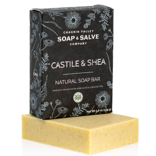 Chagrin Valley front packaging unscented soap showing organic label and benefit