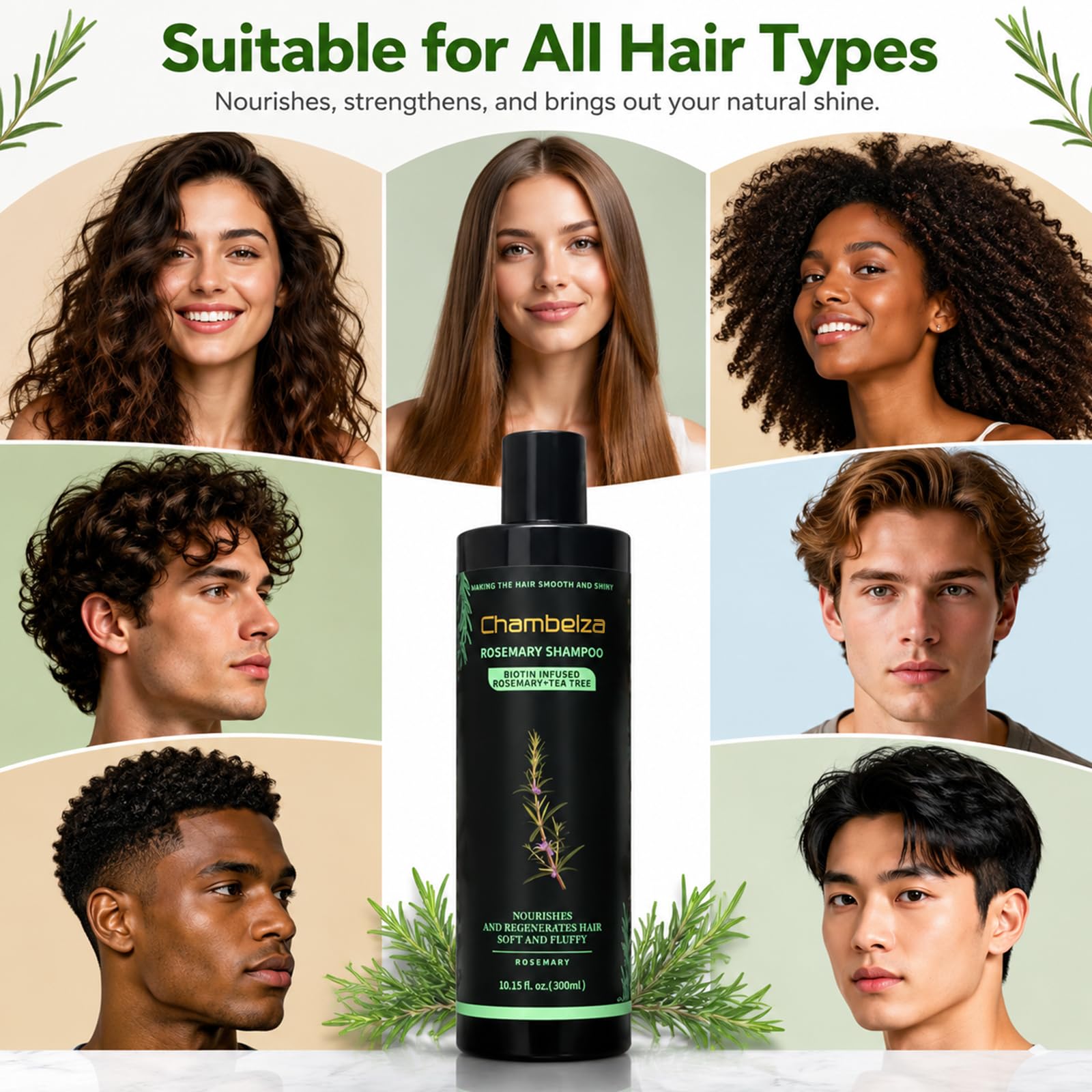 Chambelza shampoo on bathroom shelf for everyday routine benefit