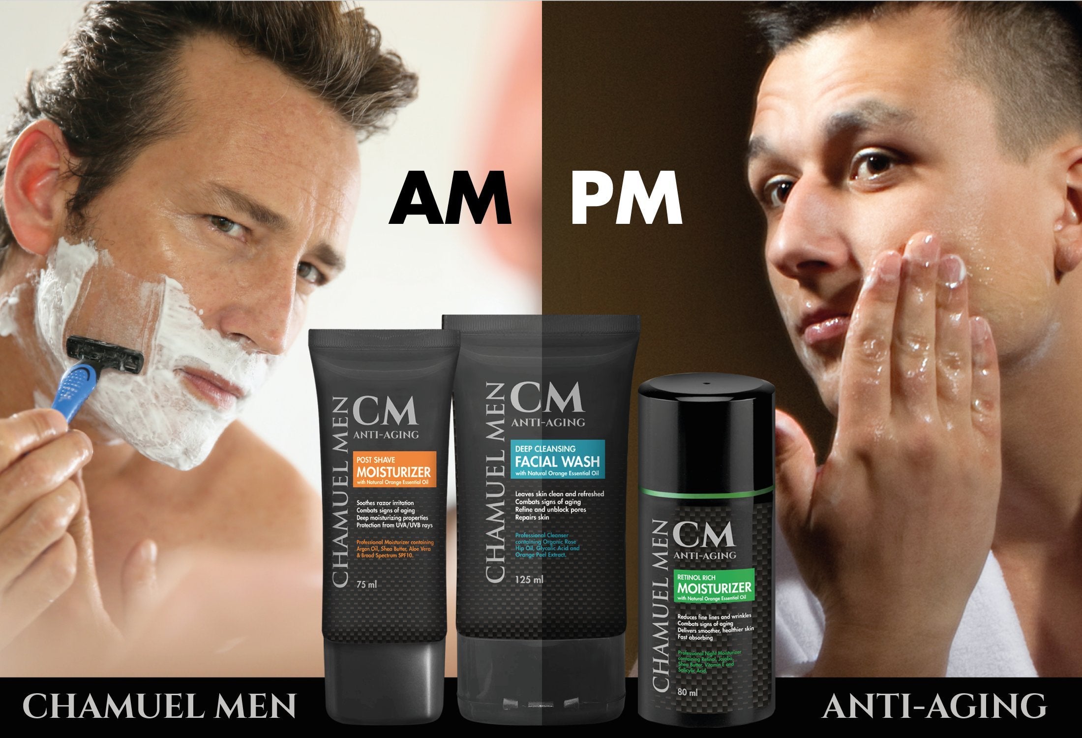 CHAMUEL MEN label detail showing ingredient list for informed choice